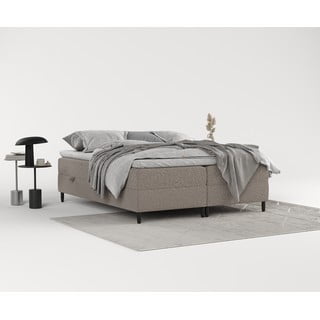 Smeđi boxspring krevet s prostorom za pohranu 200x200 cm Malte – Maison de Rêve
