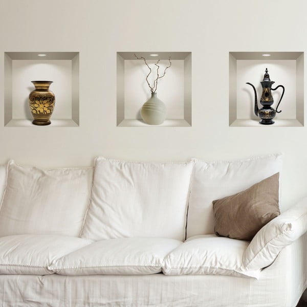 Set od 3 zidne 3D samoljepljive naljepnice Ambiance Decorative Objects