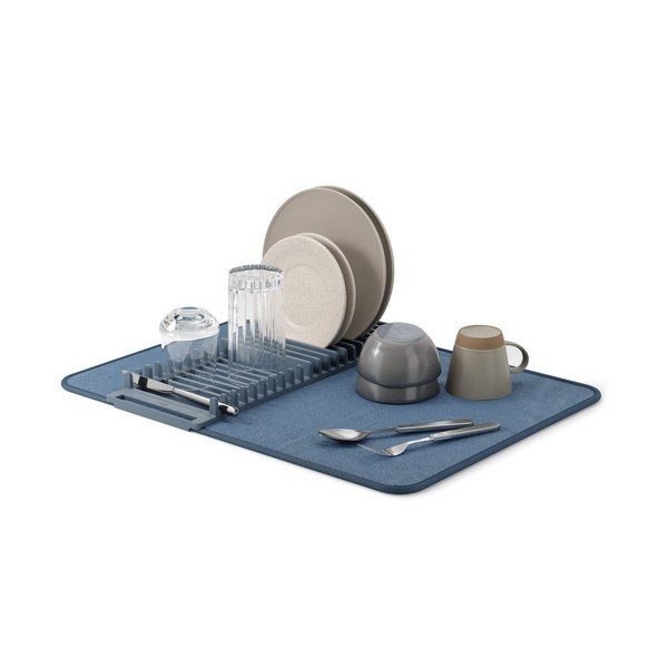 Plava tekstilna podloga za ocjeđivanje posuđa 61x46 cm Udry – Umbra