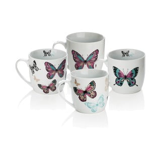Set 4 porculanske šalice Sabichi Mariposa, 350 ml