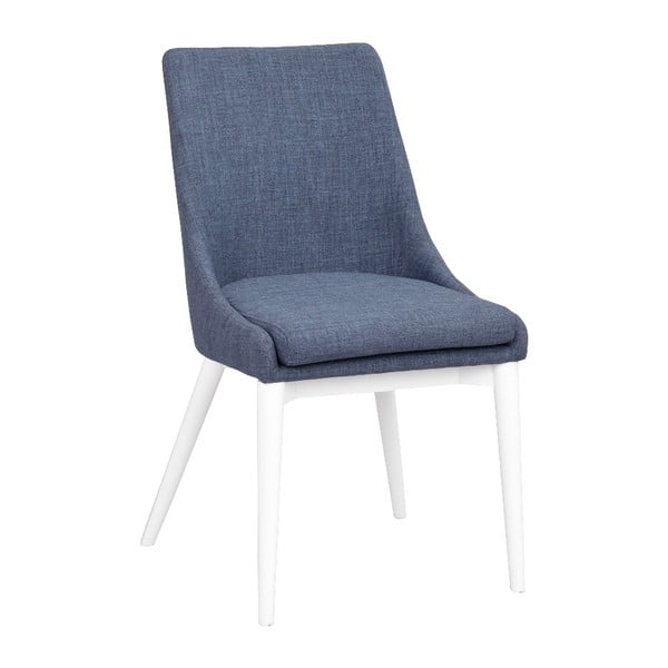 Plava tapecirana blagovaona stolica s bijelim nogama Rowico Bea