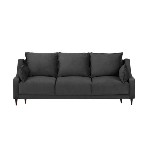 Tamnosivi baršunasti kauč na razvlačenje s prostorom za odlaganje Mazzini Sofas Freesia, 215 cm