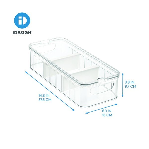 Prozirna kutija za odlaganje s poklopcem i 3 pretinca iDesign, 38 x 16 cm-image-2