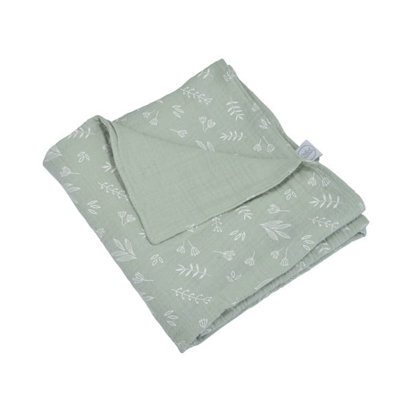 Zelena deka za bebe od muslina 75x75 cm – Bébé Douceur