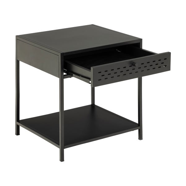 Crni metalni noćni ormarić s ladicom Actona Newcastle-image-3