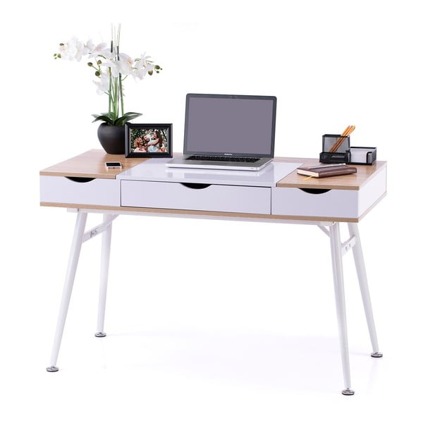 Radni stol s pločom stola u dekoru hrasta 60x120 cm Faryn – Homede-image-3