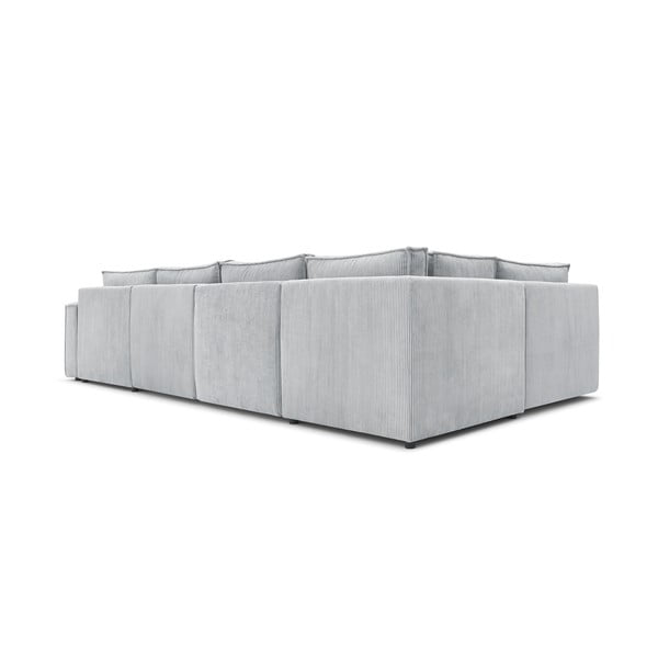 Svijetlo siva kutna garnitura od samta (s lijevim kutom/u obliku slova "U") Nihad modular – Bobochic Paris-image-4