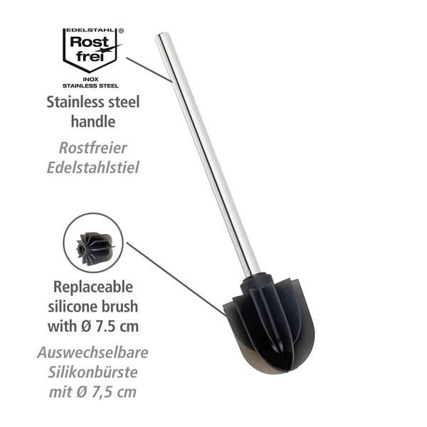 Crna silikonska WC četka s metalnim držačem Wenko-image-2