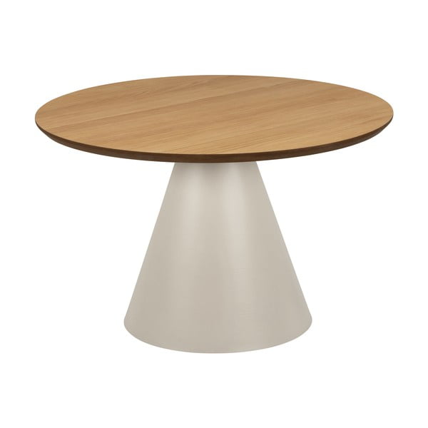 Krem/u prirodnoj boji okrugao stolić za kavu s pločom stola u dekoru hrasta ø 65 cm Soli – Actona-image-3