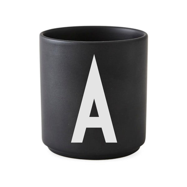 Crna porculanska šalica Design Letters Alphabet A, 250 ml