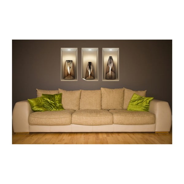 Set od 3 naljepnice s 3D efektom Ambiance Wooden Vases-image-4