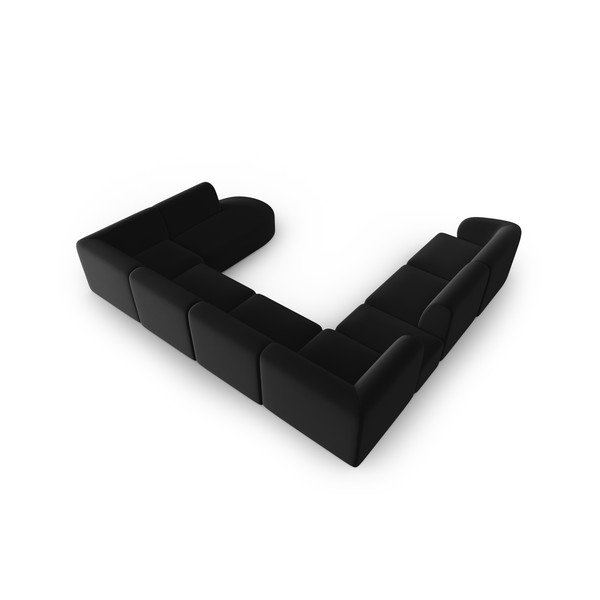 Crna baršunasti kutna garnitura (s lijevim kutom/u obliku slova "U") Paolo – Milo Casa-image-3