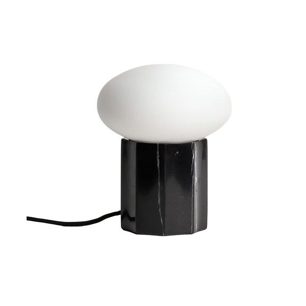 Bijela/crna metalna stolna lampa sa staklenim sjenilom (visina 20 cm) Idela – Kave Home