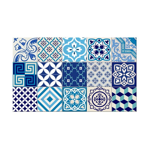 Set od 15 dekorativnih naljepnica za zid Ambiance Azur, 10 x 10 cm-image-2