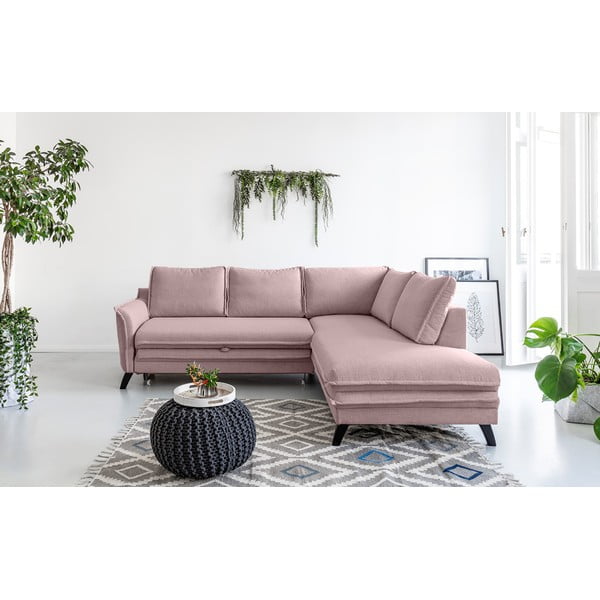 Puderasto ružičasta kutna garnitura na razvlačenje Miuform Charming Charlie L, desni kut-image-1