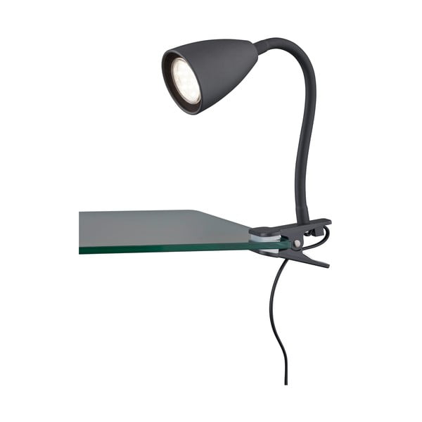 Mat crna stolna lampa s hvataljkom (visina 20 cm) Wanda – Trio