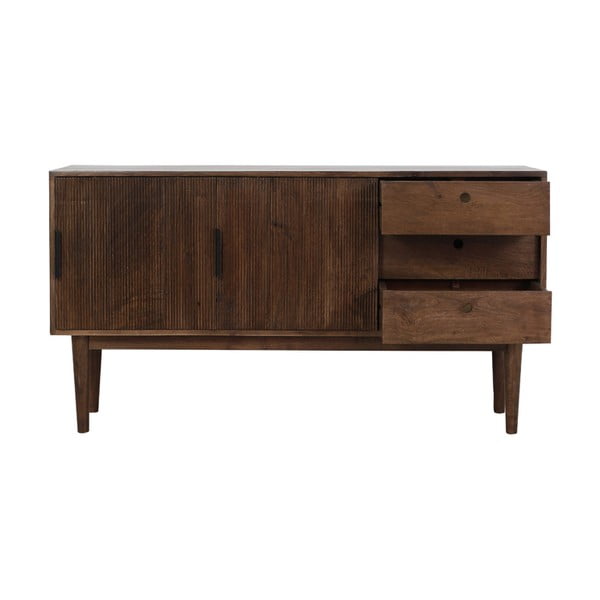 Tamno smeđa niska komoda od masivnog drveta 150x80 cm Bitika – Light & Living-image-4