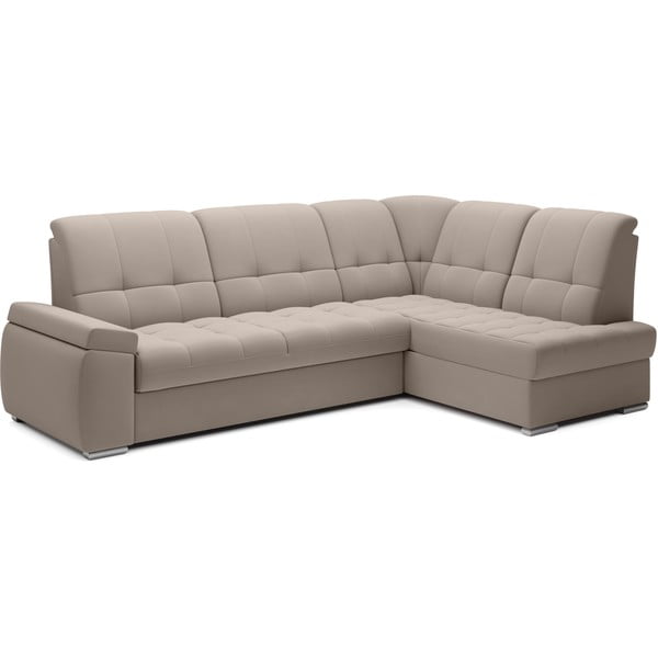 Bež baršunasti sklopiva/s prostorom za odlaganje kutna garnitura (s desnim kutom/u obliku slova L) Sado – ELTAP-image-2