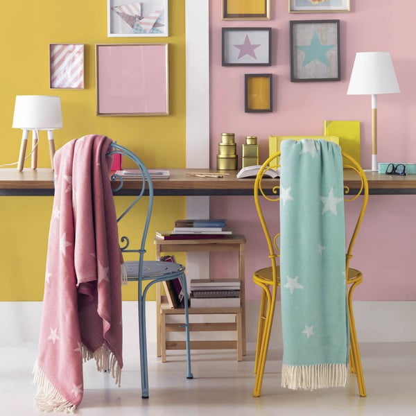 Pastelno plavi pokrivač s pamukom Euromant Stars, 140 x 160 cm-image-1