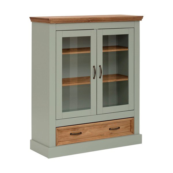 Svijetlo zelena vitrina od masivnog bora 100x120 cm Selma – Støraa-image-2