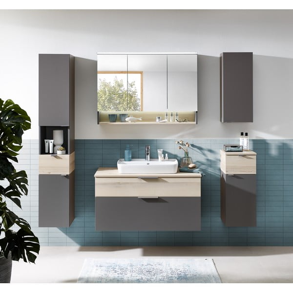 Sivi/u prirodnoj boji nizak/zidni kupaonski ormarić u dekoru bora 72x30 cm Quickset 394 – Pelipal-image-1