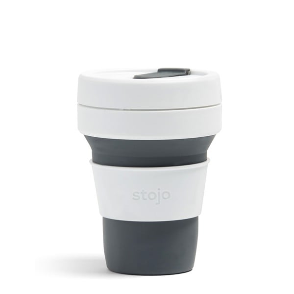 Sivo-bijela putna šalica Stojo Pocket Cup, 355 ml