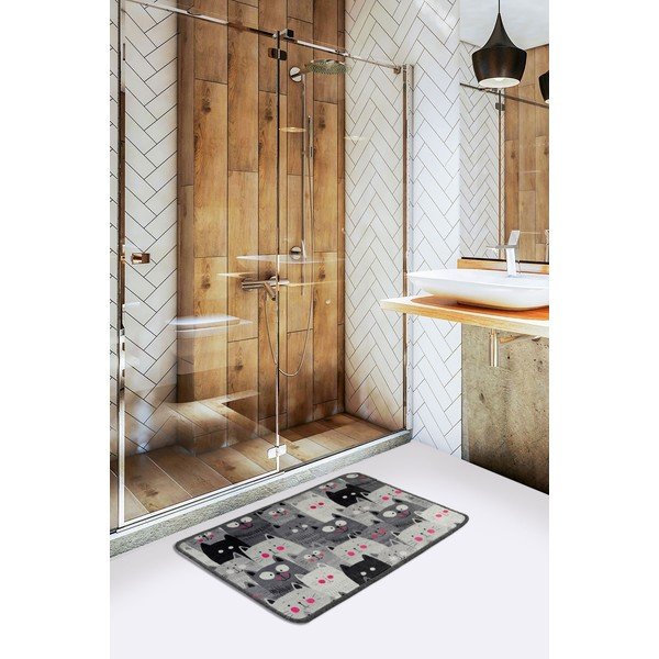 Siva kupaonska prostirka 40x60 cm Meow – Foutastic-image-1