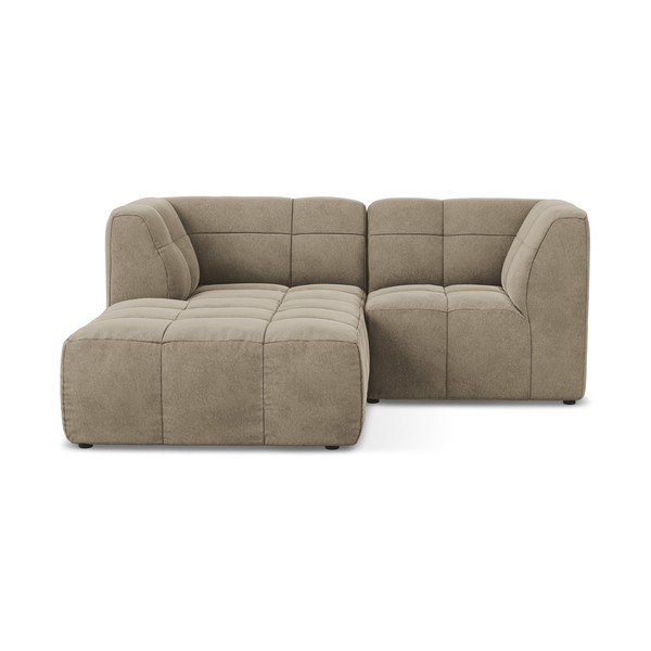 Smeđa baršunasti kutna garnitura (s lijevim kutom/s ležaljkom) Aloha – Makamii