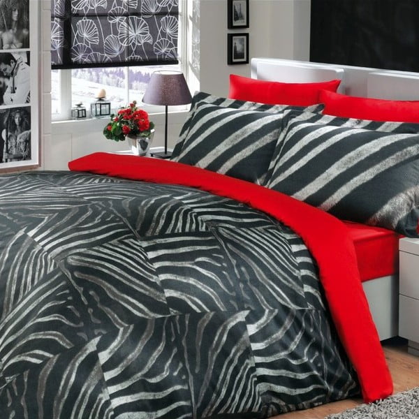 Posteljina za bračni krevet Retro Black, 200x220 cm