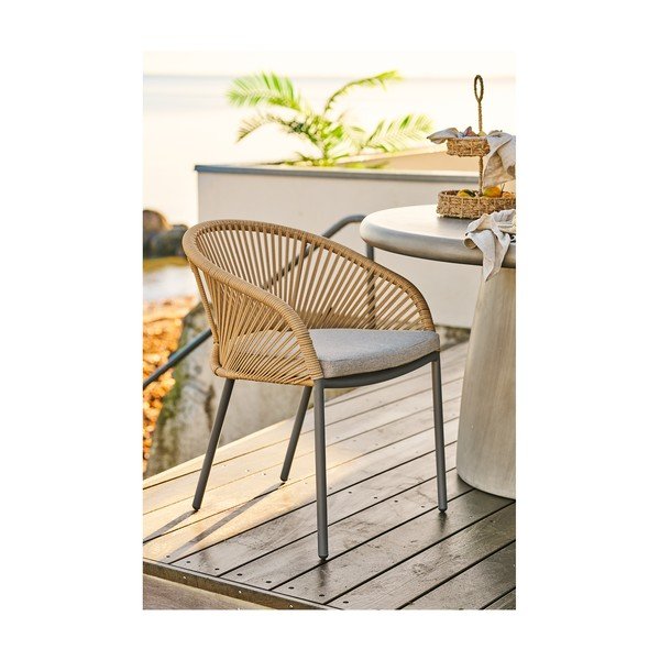 Bež metalna/podstavljena vrtna stolica Novella – House Nordic-image-1