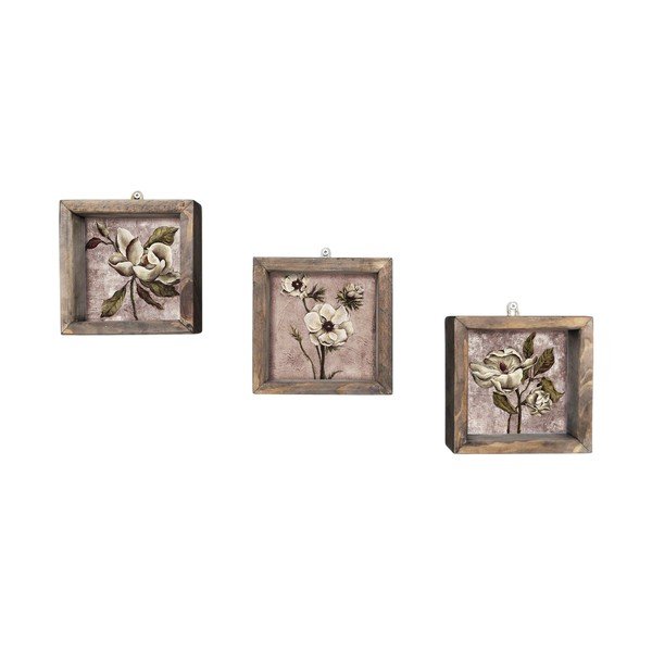 Set od 3 slike za zid Vintage, 15 x 15 cm