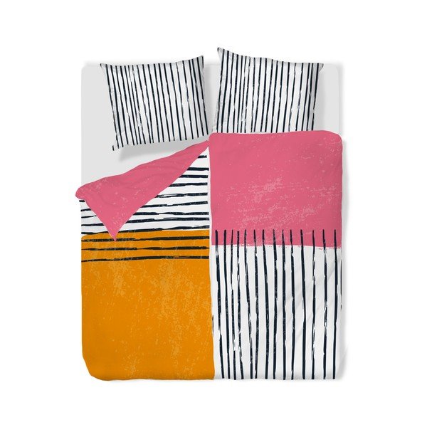 Posteljina za krevet za jednu osobu od pamučnog satena 140x200 cm Black Stripes in Colors – Butter Kings-image-3
