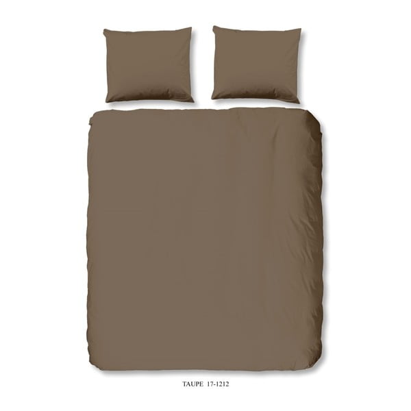 Smeđe-bež posteljina na bračnom krevetu od pamuka Dobro jutro Uni, 200 x 240 cm