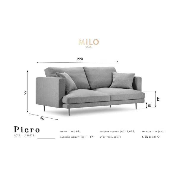 Boca zelena sofa Milo Casa Piero, 220 cm-image-2