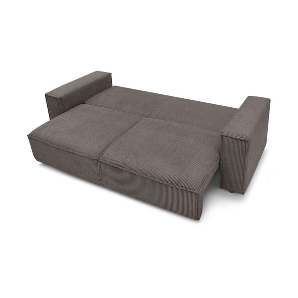 Smeđe-siva sklopiva sofa od samta 245 cm Nihad – Bobochic Paris-image-4
