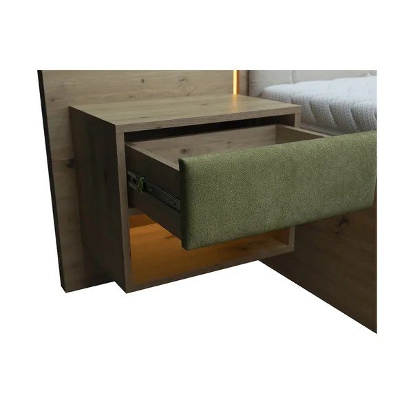 Tamno zeleni tapecirani/od iverice bračni krevet s prostorom za odlaganje s podnicom 180x200 cm Palmeraie – Bobochic Paris-image-4