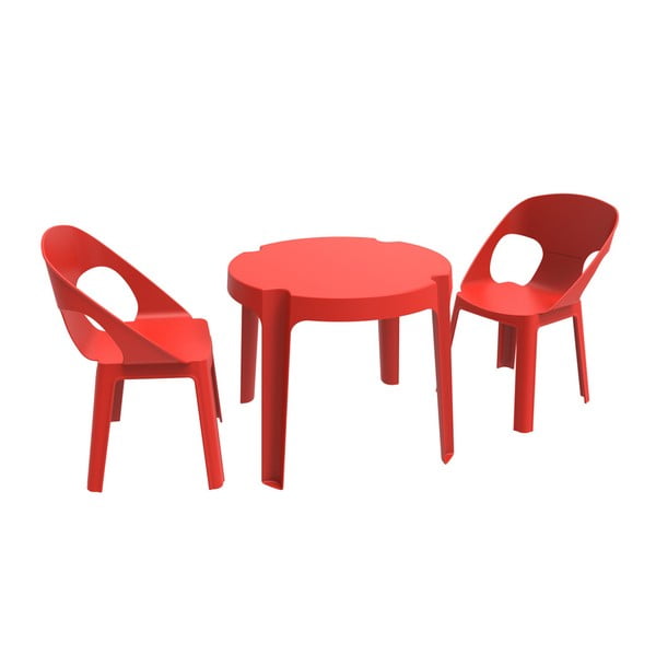 Crvena dječja vrtna garnitura 1 stol i 2 stolice Resol Juliet