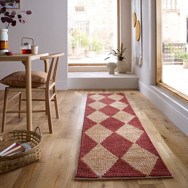 Ručno rađena staza od mješavine jute boja terakote 80x230 cm Effie Diamond – Flair Rugs-image-1