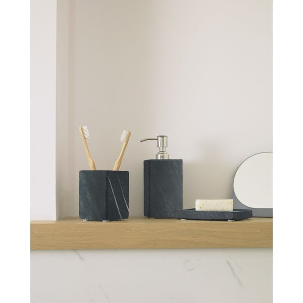 Tamno siva mramorna čaša za četkice za zube Aixa – Kave Home-image-1