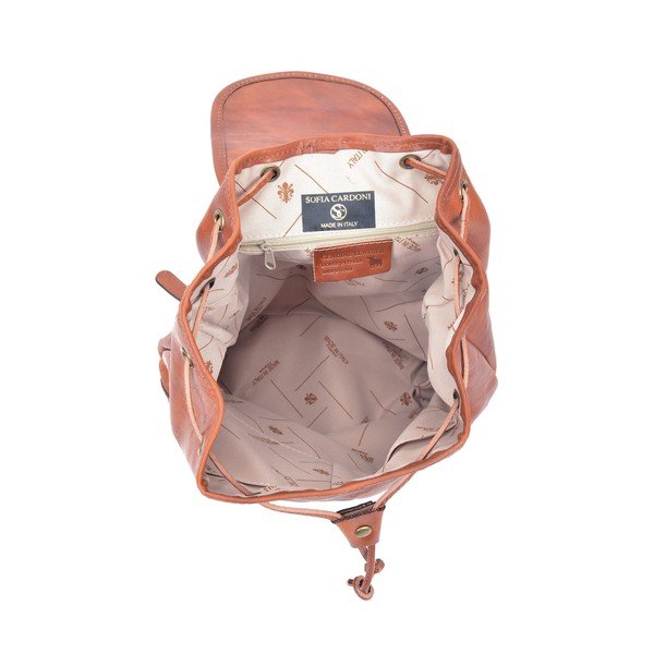 Konjak smeđi kožni ruksak Sofia Cardoni Cindy-image-3