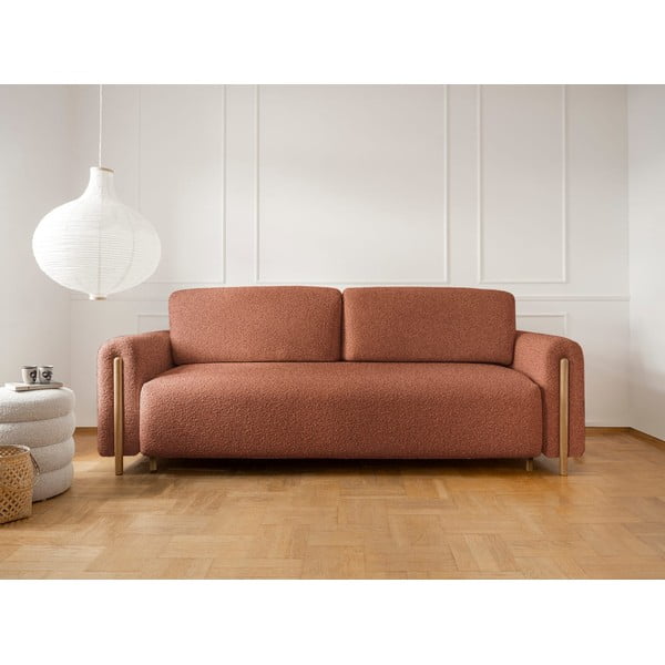 Sklopiva/s prostorom za odlaganje sofa od bouclé tkanine boja terakote 244 cm Arcadova – ELTAP-image-1