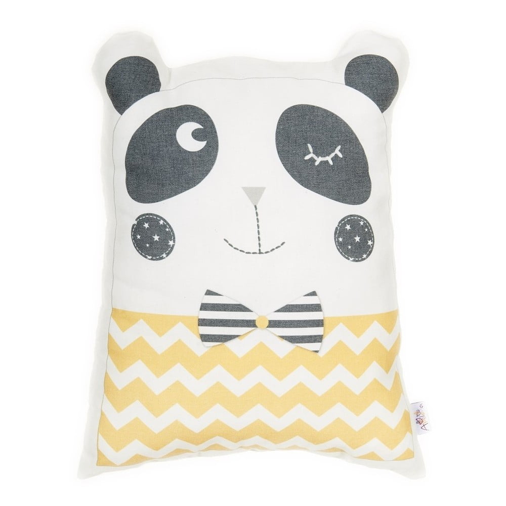 Žuti pamučni dječji jastuk Mike & Co. NEW YORK Pillow Toy Panda, 25 x 36 cm