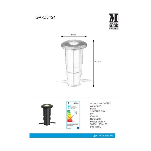 Crna ugradbena svjetiljka Markslöjd Garden 24, ø 60 mm-image-2