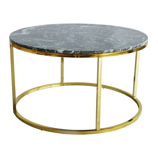 Stolić za kavu od zelenog mramora s postoljem u zlatnoj boji RGE Accent, ⌀ 85 cm