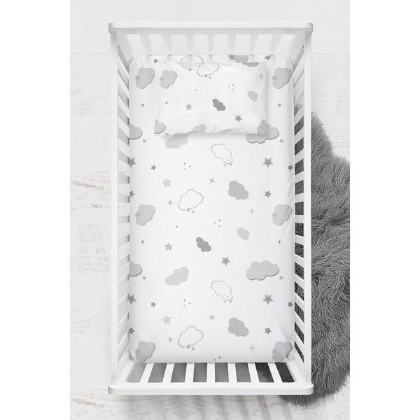 Bijela dječja plahta s gumom za dječji krevetić od renforce pamuka 70x120 cm Bulut – Mijolnir-image-1