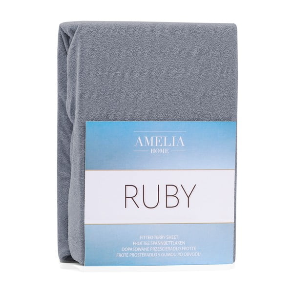 Siva plahta s gumom od frotira 180x200 cm Ruby – Restilo-image-1