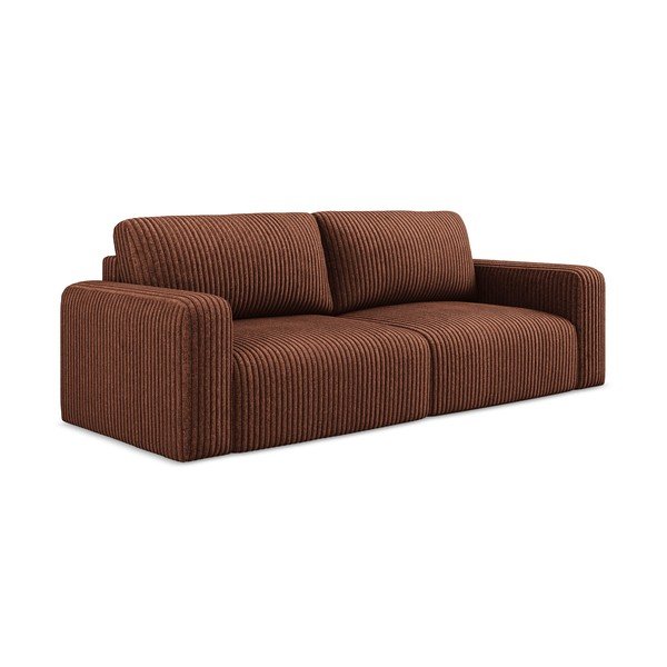 Sklopiva/s prostorom za odlaganje sofa od samta boja terakote 252 cm Kona – Makamii-image-2