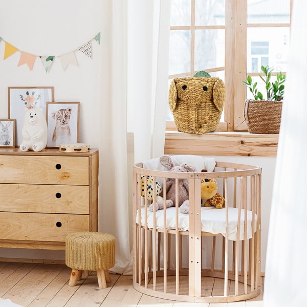 Dječja kutija za pohranu od vodenog zumbula u prirodnoj boji ø 30x35 cm Elephant – Compactor-image-1