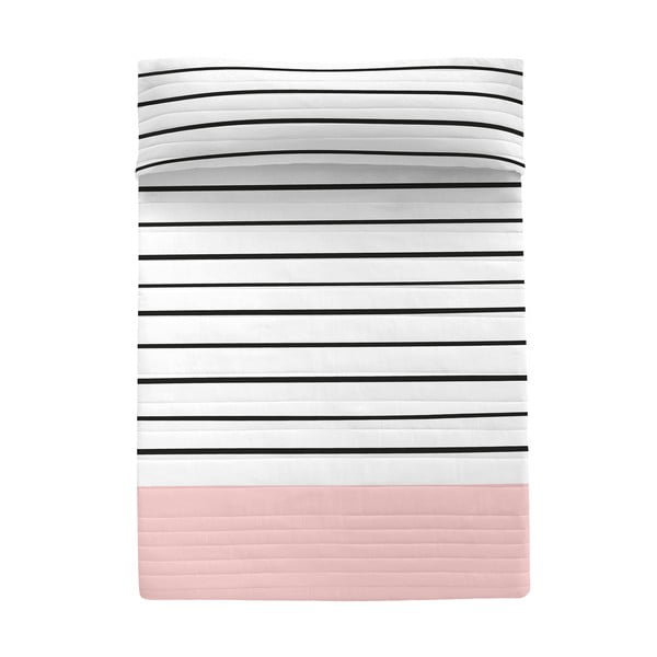 Crno-bijeli/ružičasti pamučni prošiveni prekrivač 240x260 cm Blush – Blanc