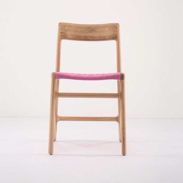 Blagovaona stolica od masivnog hrasta s roze sjedalom Gazzda Fawn-image-4